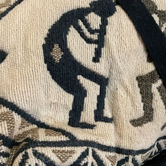 El Paso Saddle Blanket Bag Women's Black Cotton Stencil Purse Large Kokopelli - Picture 8 of 8